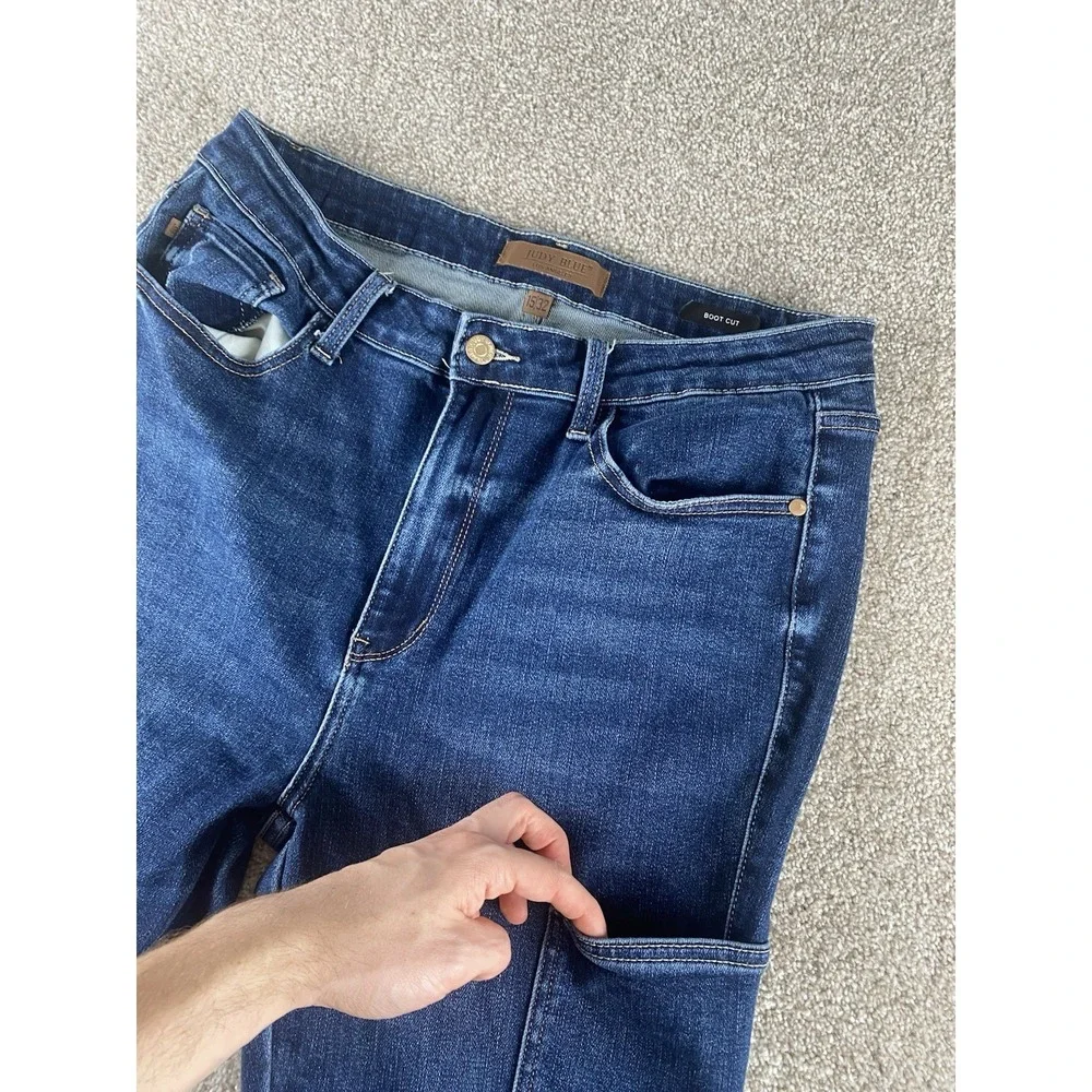 Judy Blue Bootcut Jeans Womens 15/32 (34x32) Dark Wash Western Cowgirl Boho Camp